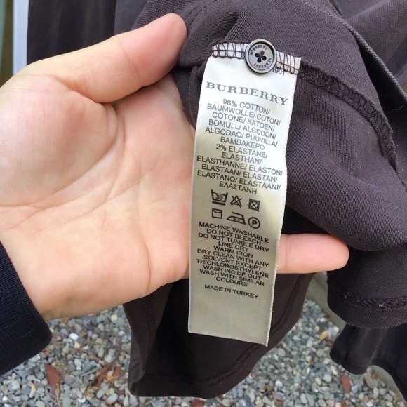 Burberry Brit Nova Check Brown Stretch Long Sleeve Polo Shirt Women’s Large - Picture 6 of 6